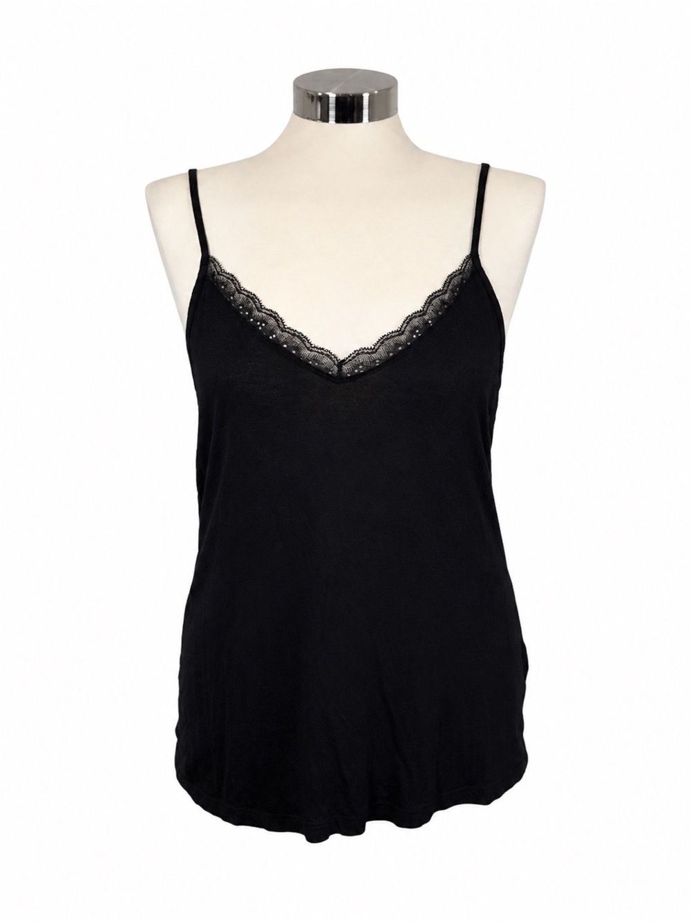 H&M Black Lace-Trim V-Neck Cami